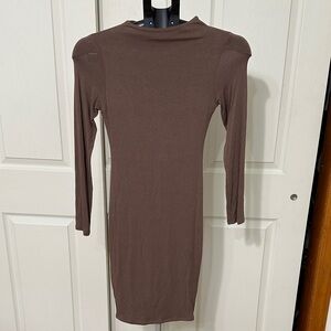 Naked Wardrobe Chocolate Long Sleeve Dress